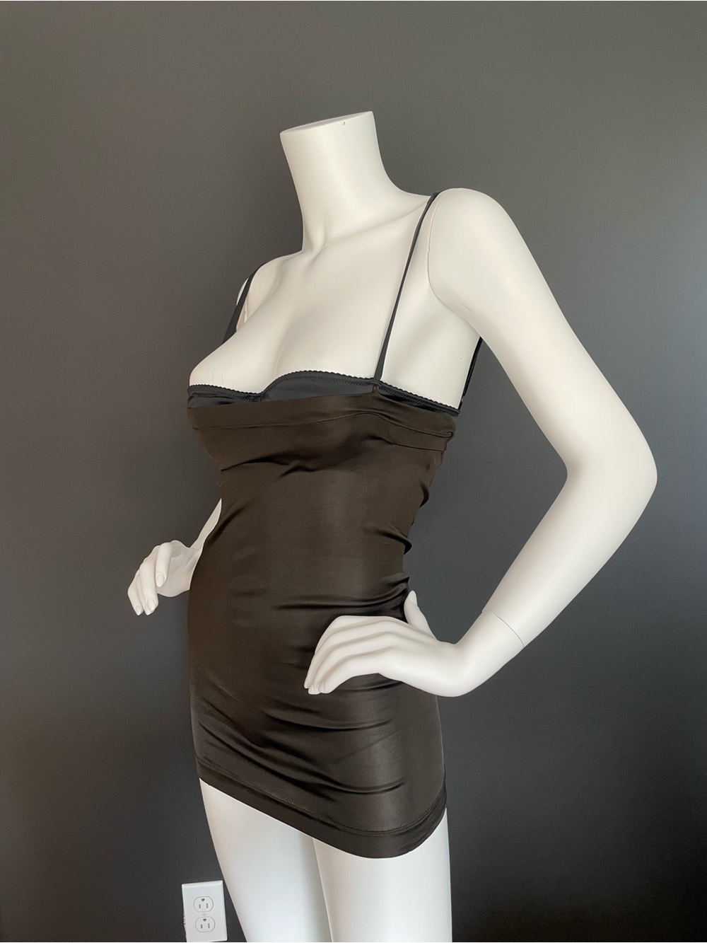 DOLCE & GABBANA Vintage 2000's Black & Brown Bustier Bra Micro Mini Dress 38IT
